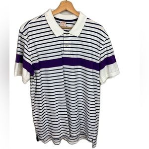 Brooks Brothers Men’s Purple Stripe Short Sleeve Polo with Navy Breast Emblem